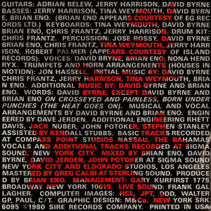 Remain In Light inner sleeve with song credits