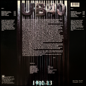 Back cover of UB40 1980-1983