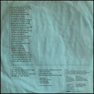 inner sleeve of Starfish featuring a poem